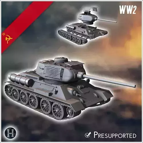T-34-85 M1945 with bedspring up-armour - Soviet army WW2 Second 