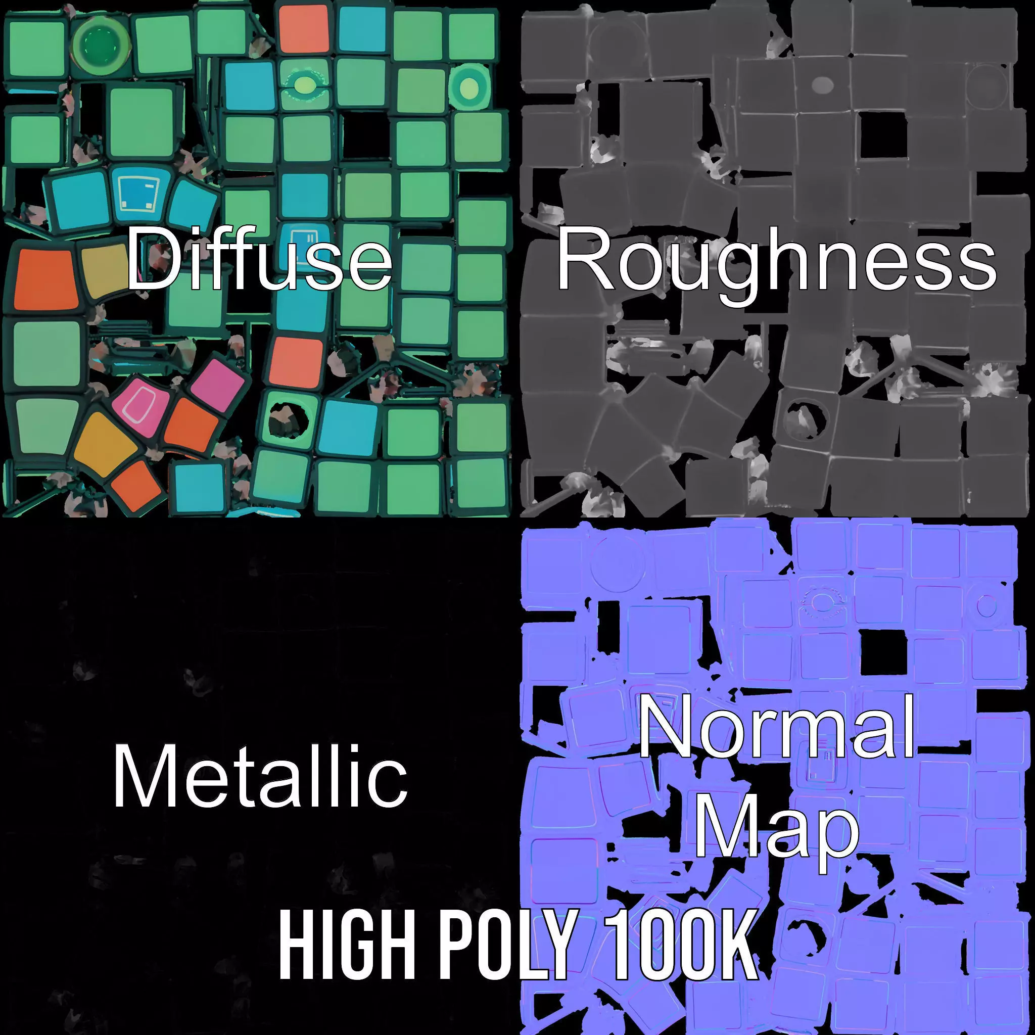 Vibrant Cube Puzzle model pack Low-poly 3D model_4