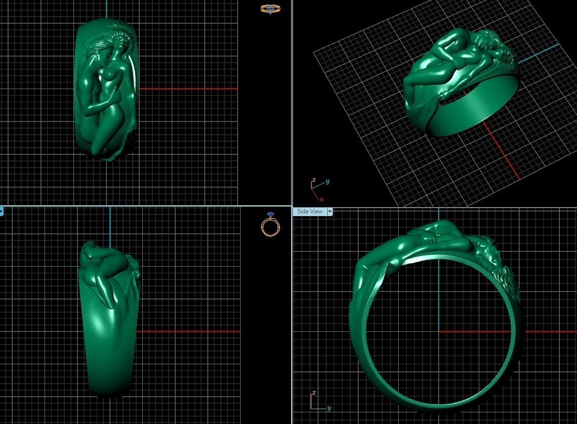 Ring with man and woman 3D print model_3