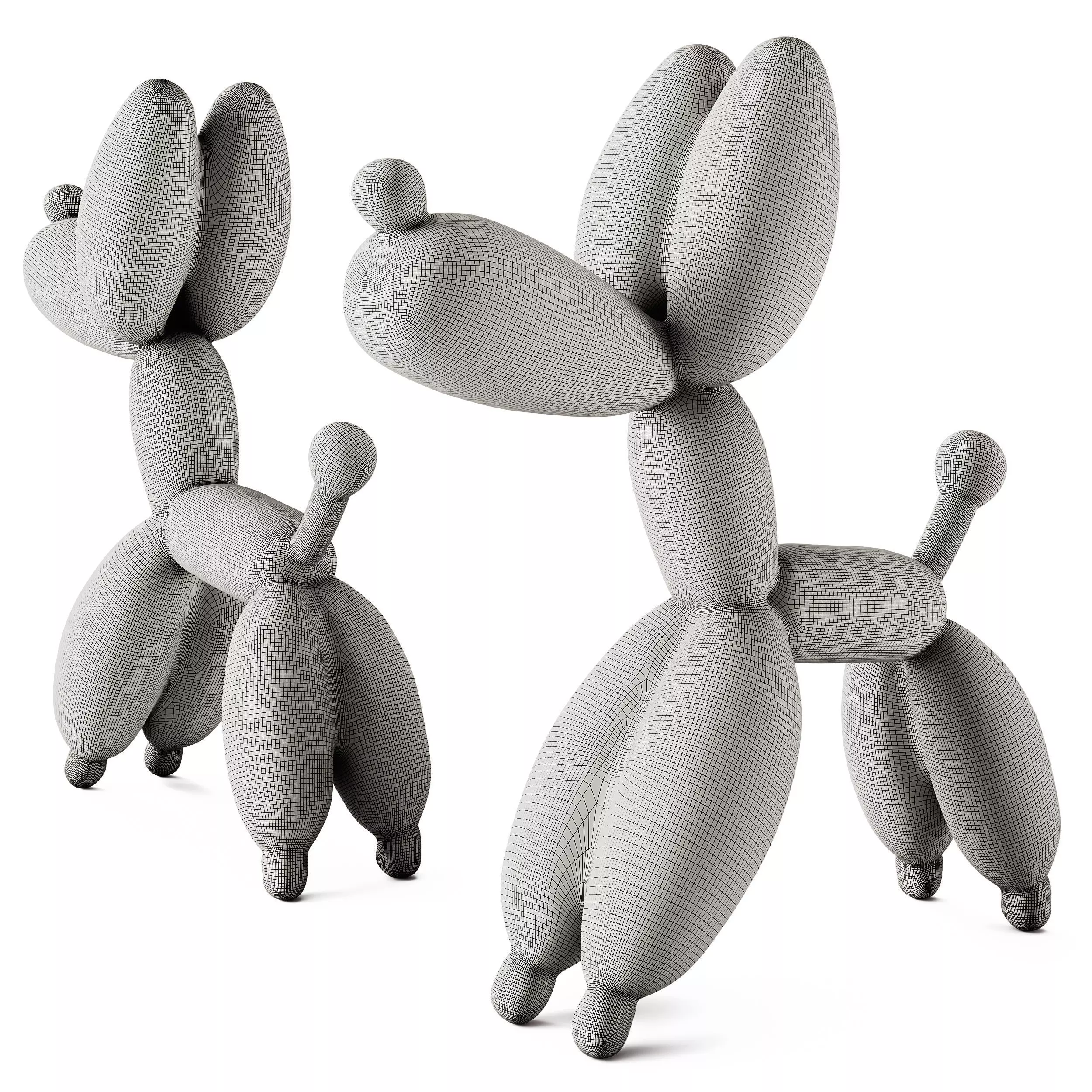 Red Dog Balloon Pop Art Sculpture 3D model_4