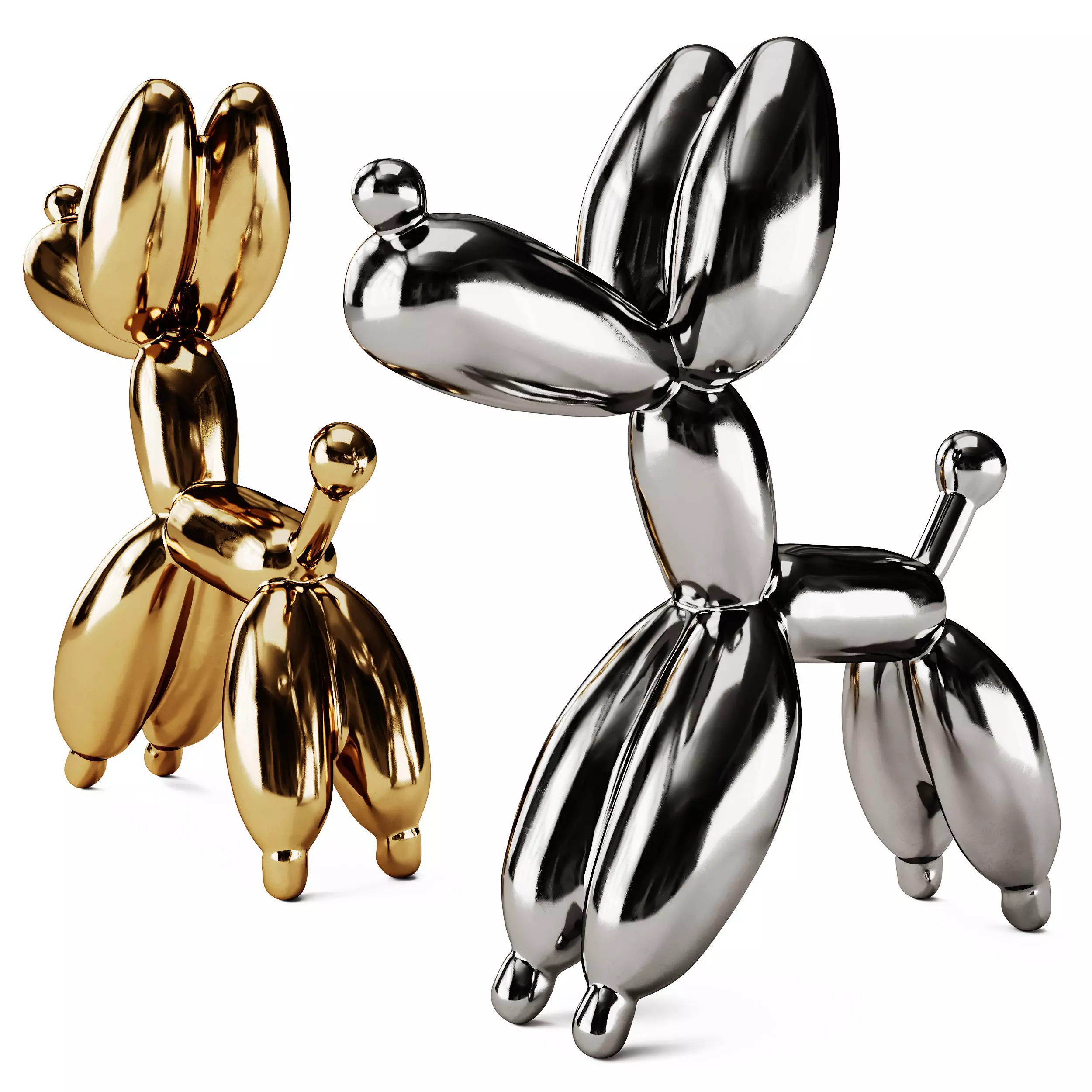 Red Dog Balloon Pop Art Sculpture 3D model_2