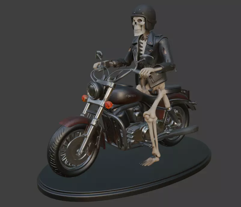 Skeletal Halloween Biker 3D print model_0
