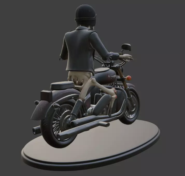 Skeletal Halloween Biker 3D print model_3