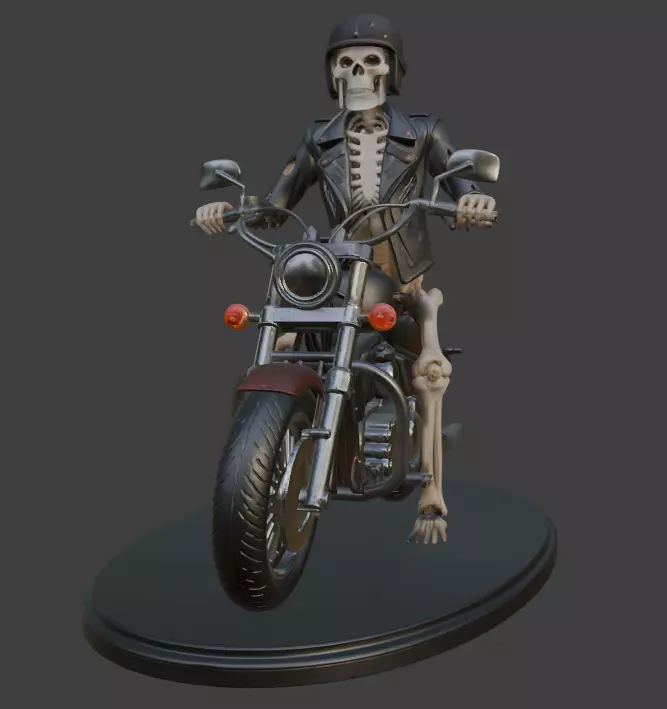 Skeletal Halloween Biker 3D print model_4