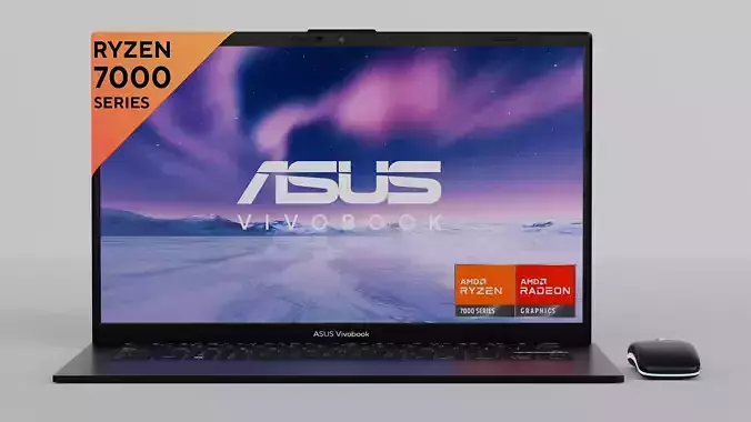 Realistic 3D Model ASUS VivoBook Ryzen 7000 Series Laptop  3D model