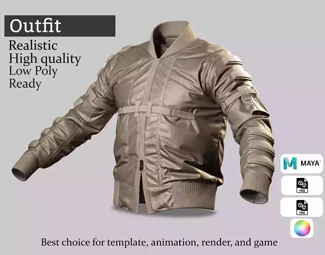 Bomber Jacket - Game Ready Outfit Low-poly 3D model
