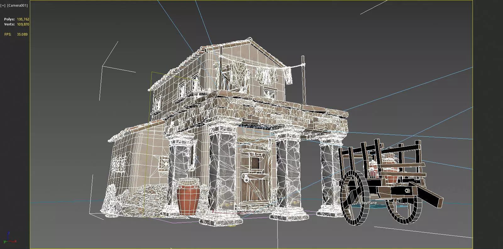 Medieval red-tiled houses 3D model_6