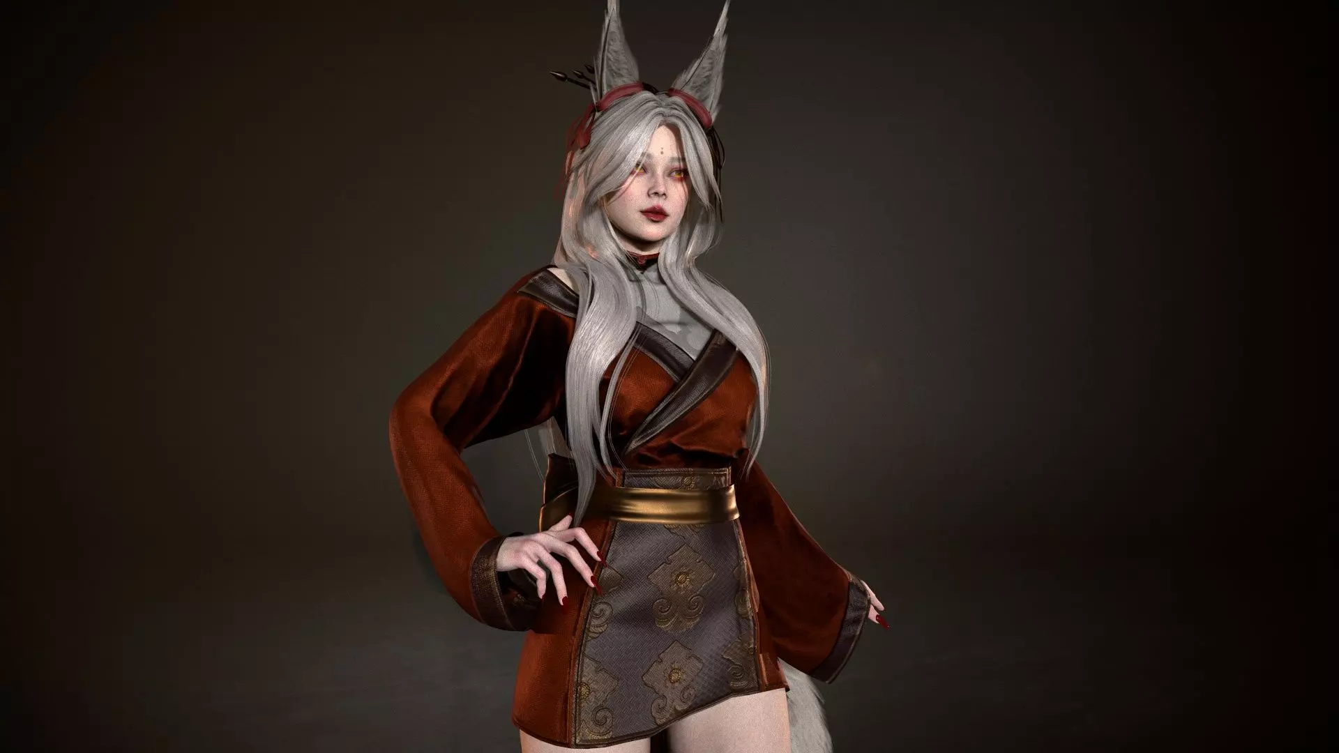 Kitsune Low-poly 3D model_12