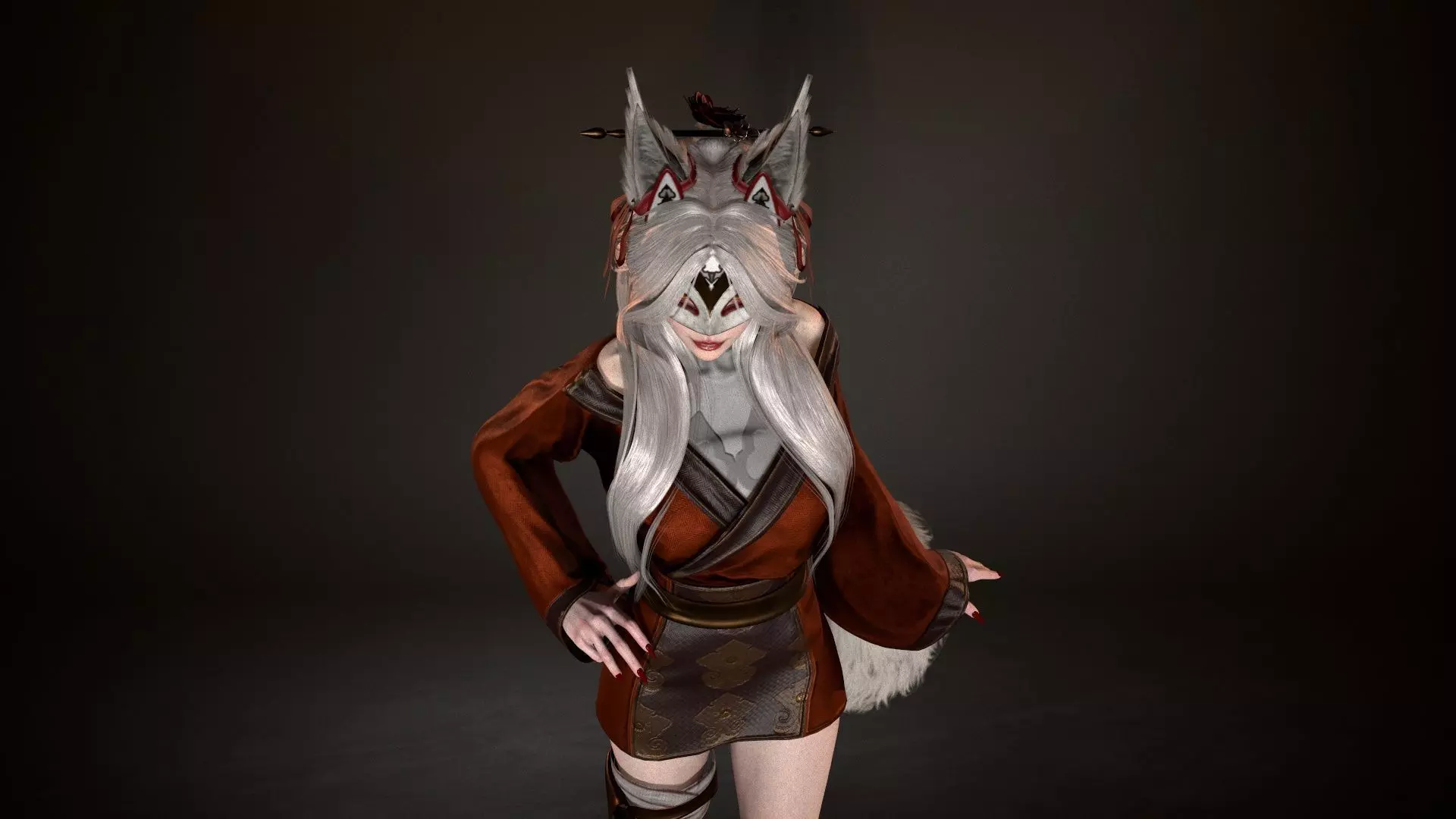 Kitsune Low-poly 3D model_14