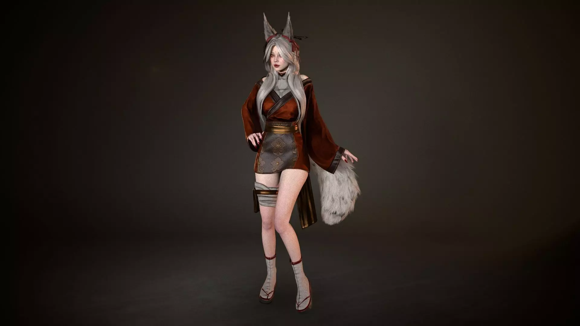 Kitsune Low-poly 3D model_2