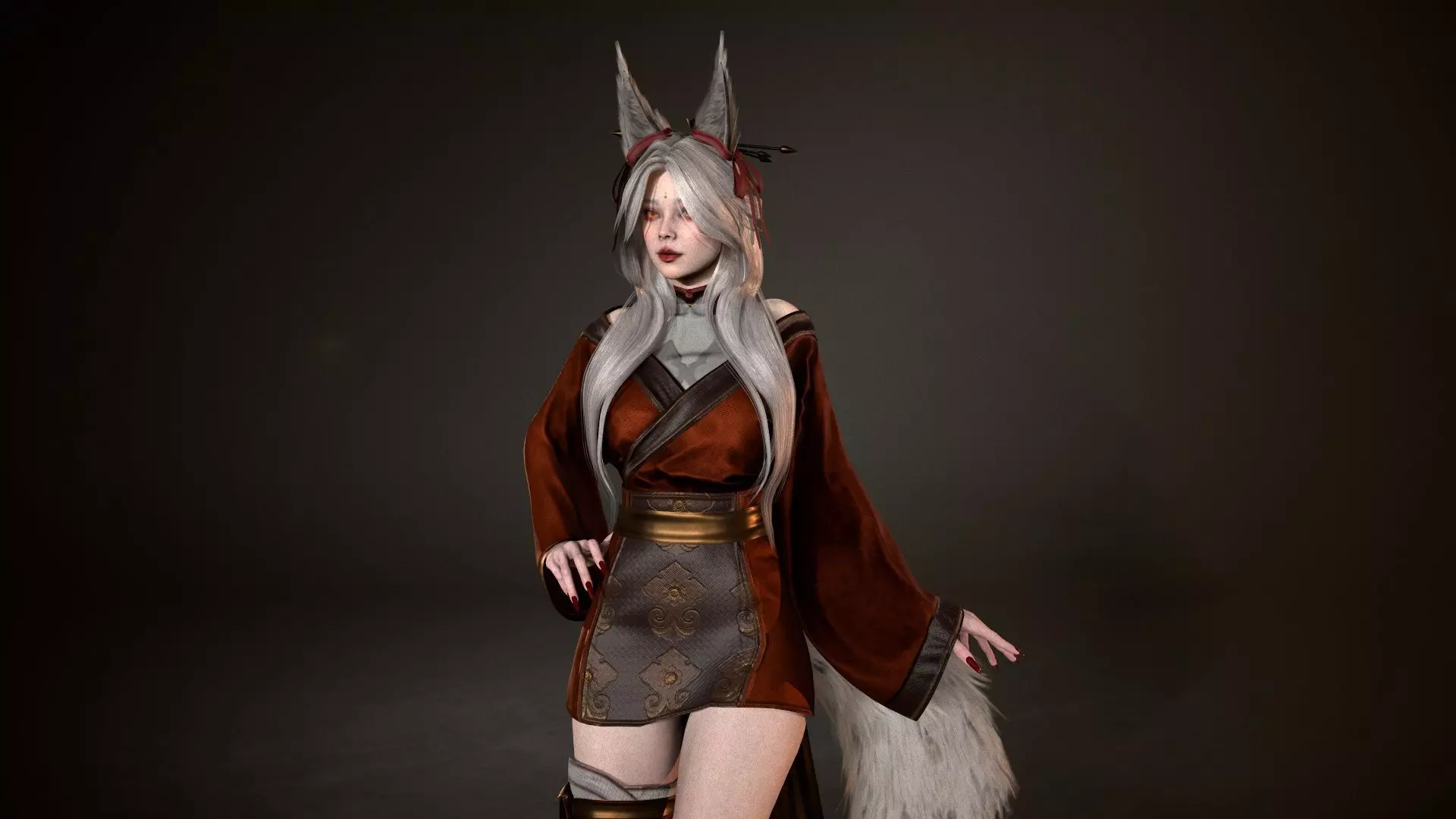 Kitsune Low-poly 3D model_11