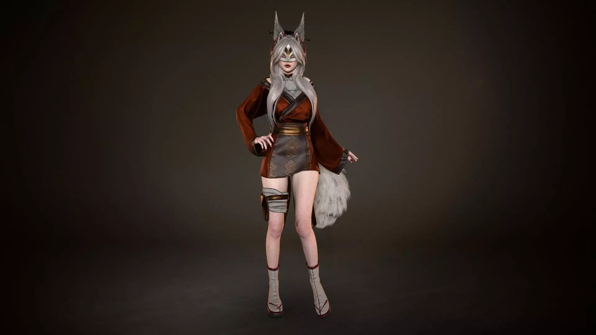 Kitsune Low-poly 3D model_4