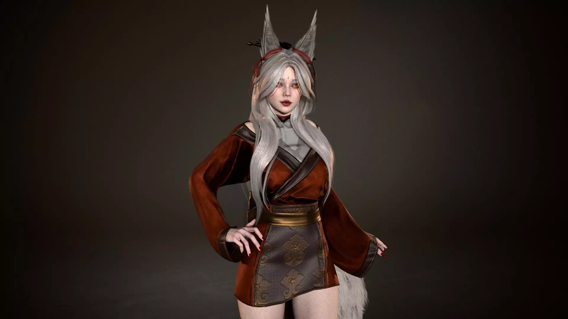 Kitsune Low-poly 3D model_7