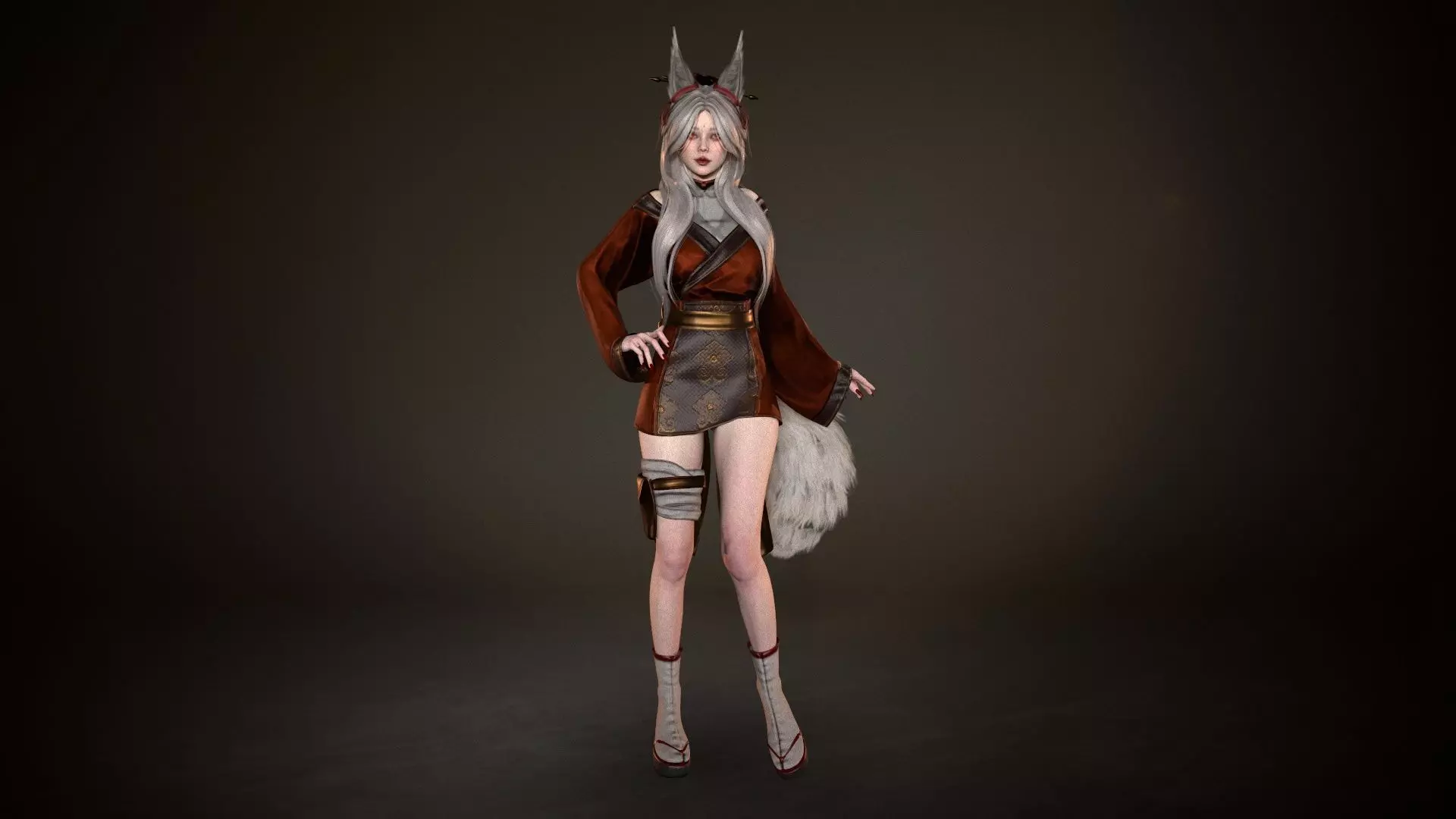Kitsune Low-poly 3D model_3