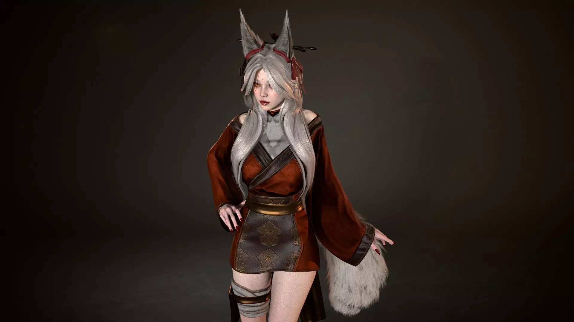 Kitsune Low-poly 3D model_6