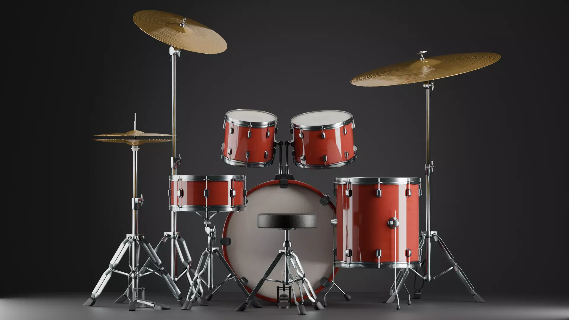 High-poly Drum Kit with PBR textures 3D model