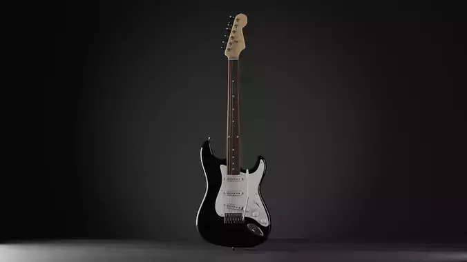 High-poly Electric Guitar Fender Stratocaster with PBR textures