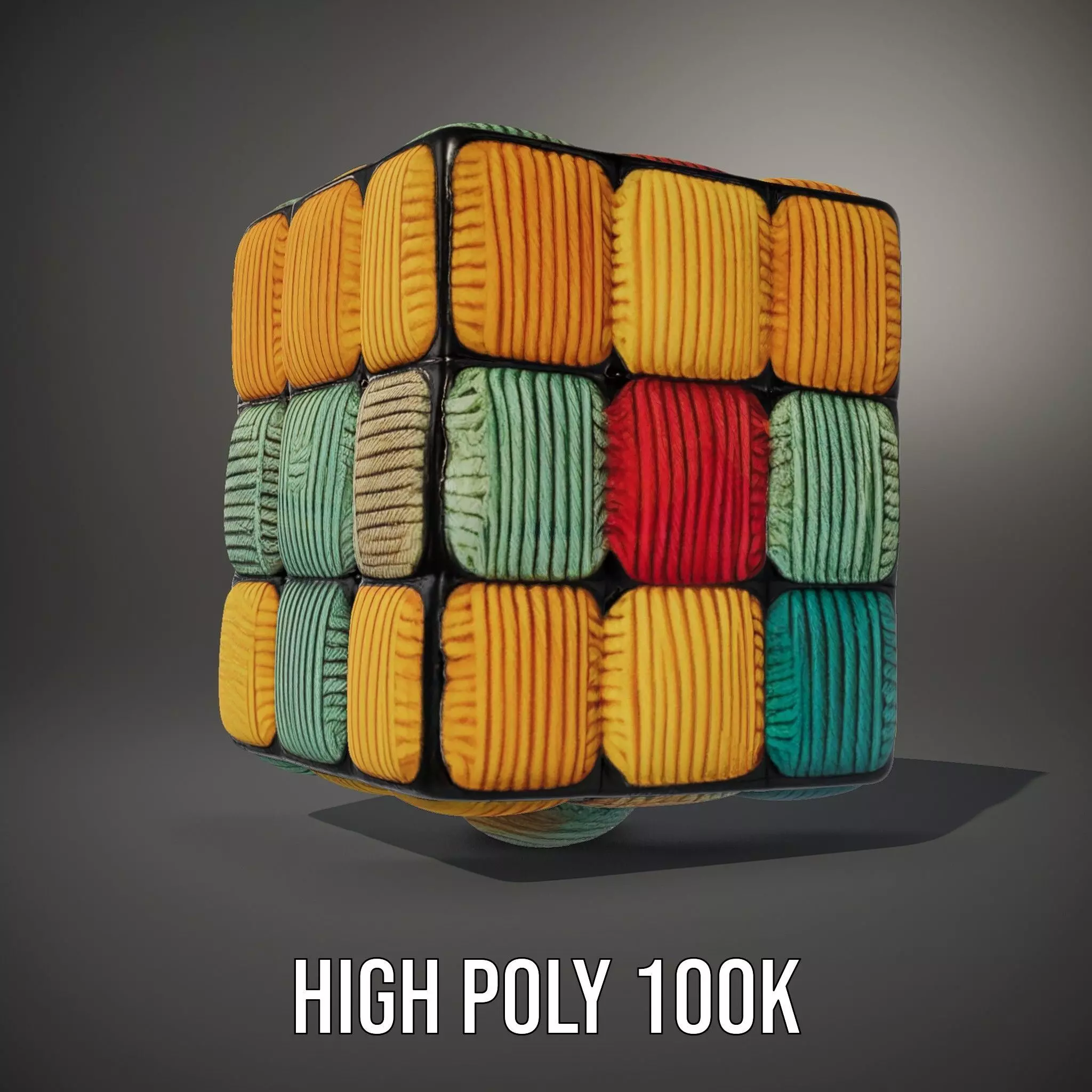 Colorful Yarn Wrapped Cube model pack Low-poly 3D model_9