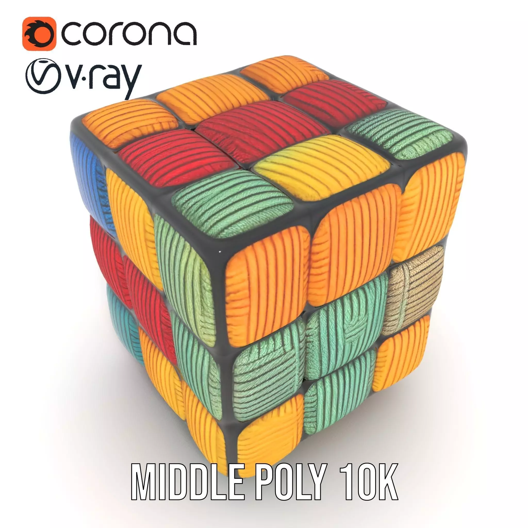 Colorful Yarn Wrapped Cube model pack Low-poly 3D model_12