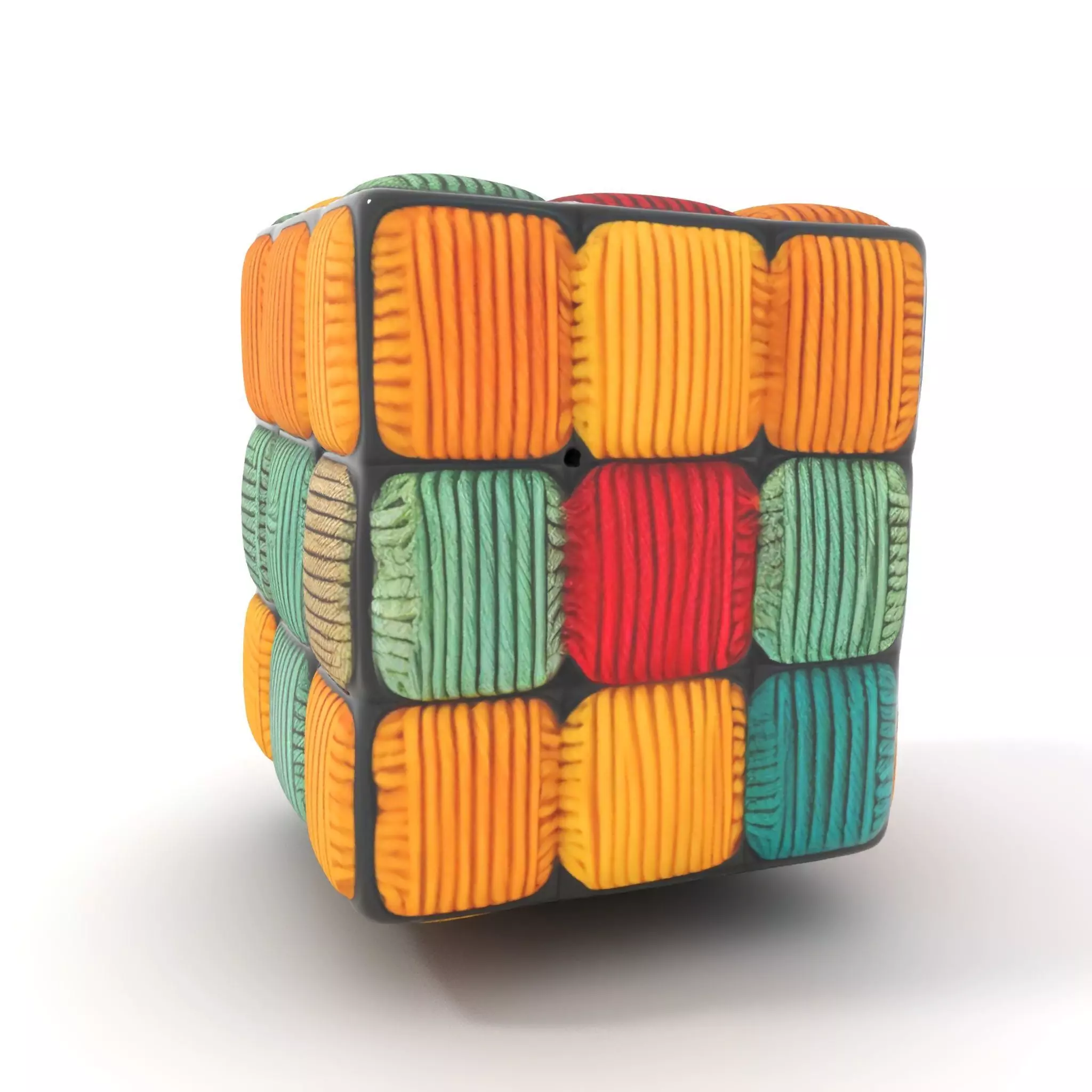 Colorful Yarn Wrapped Cube model pack Low-poly 3D model_0