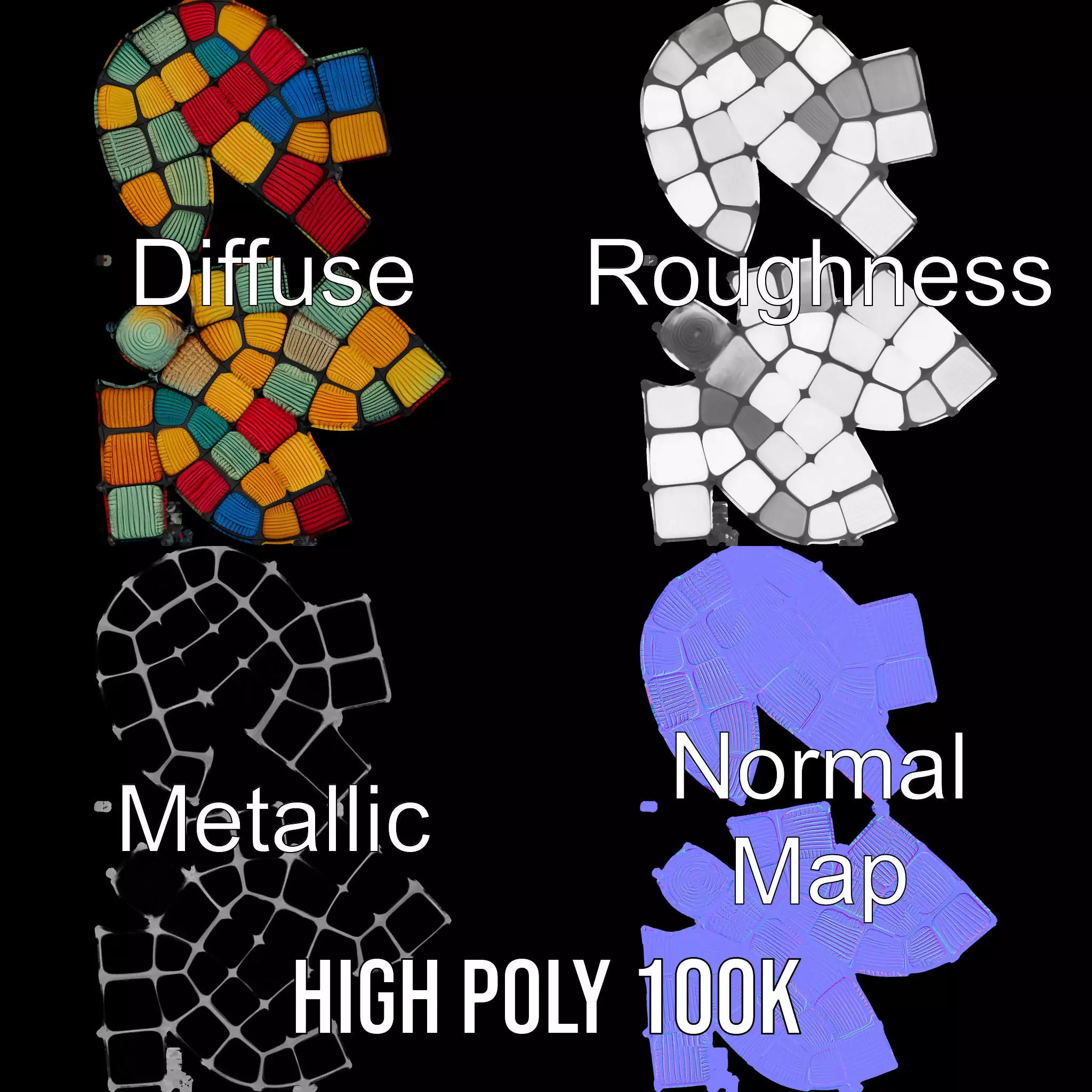 Colorful Yarn Wrapped Cube model pack Low-poly 3D model_4