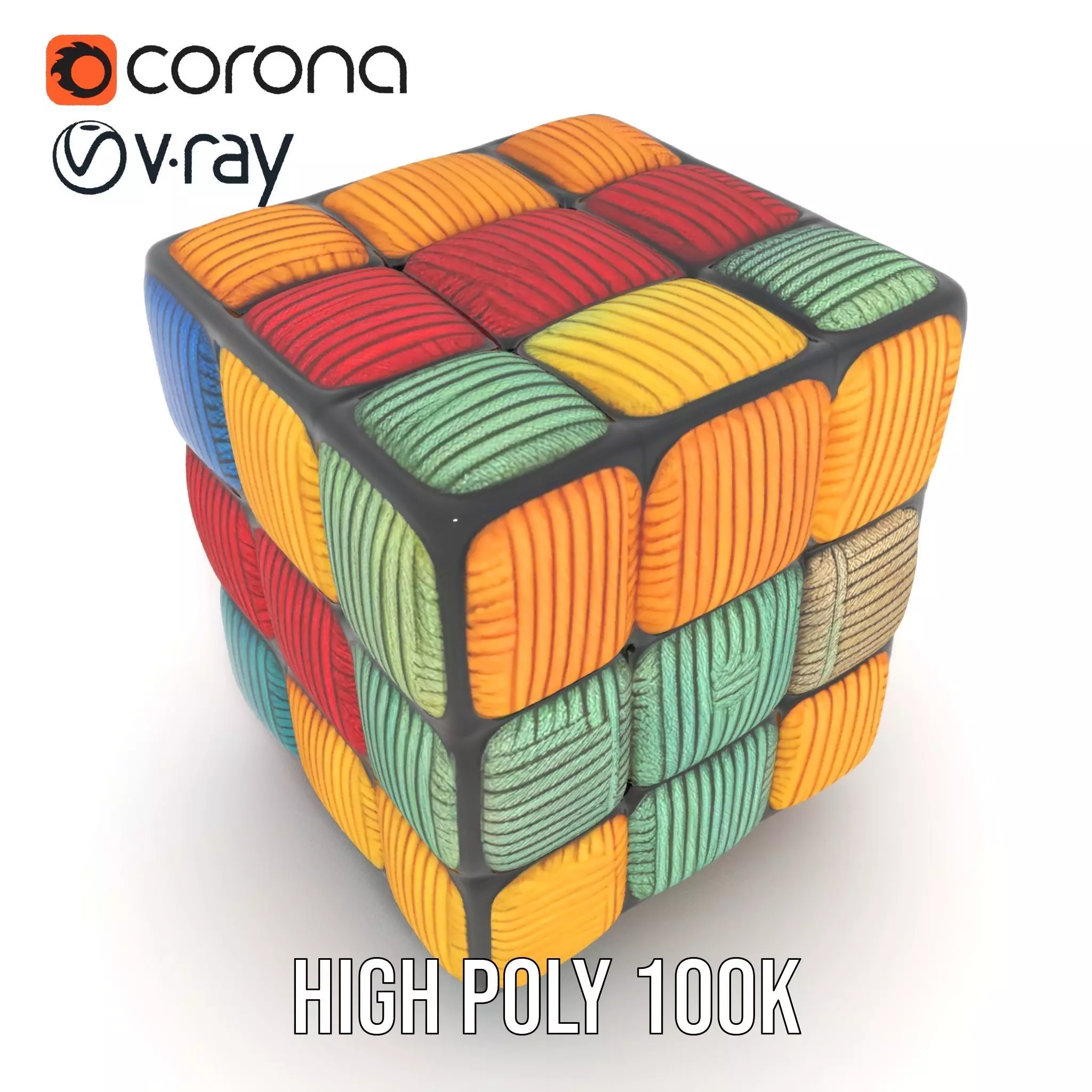 Colorful Yarn Wrapped Cube model pack Low-poly 3D model_33