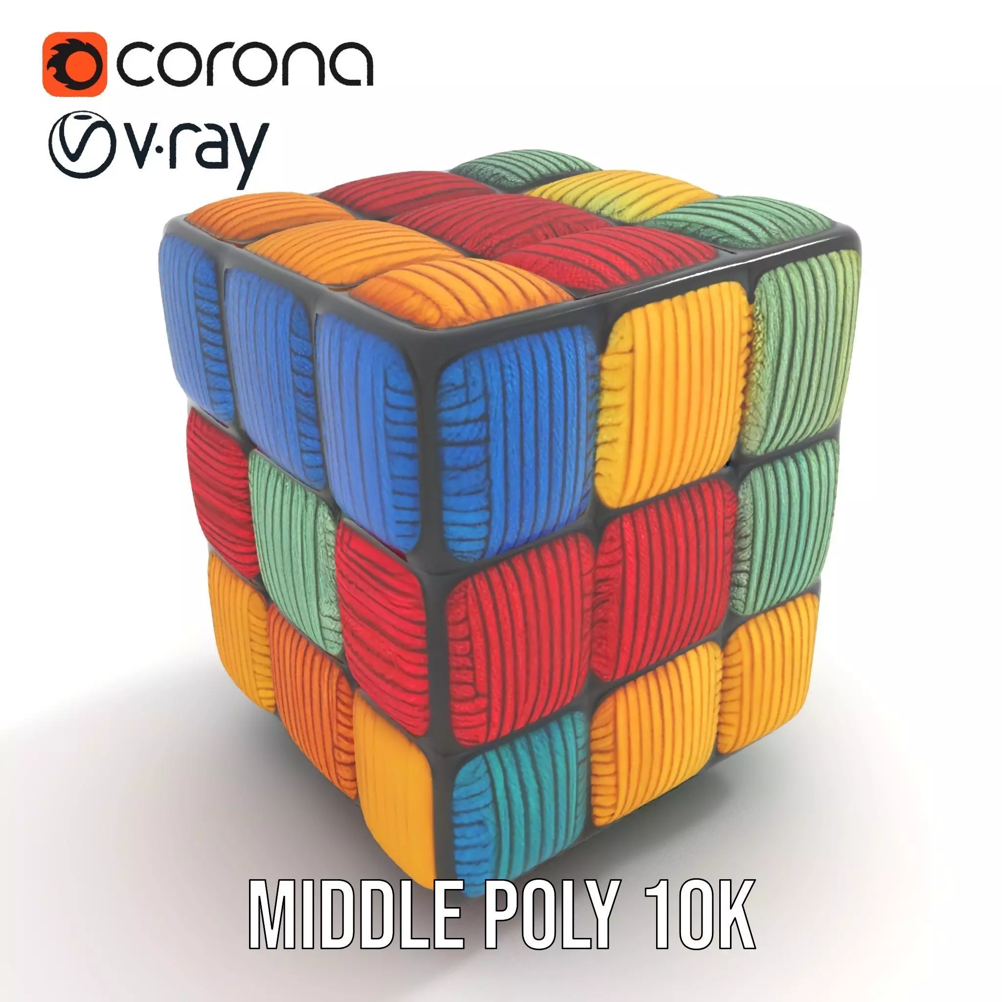 Colorful Yarn Wrapped Cube model pack Low-poly 3D model_7