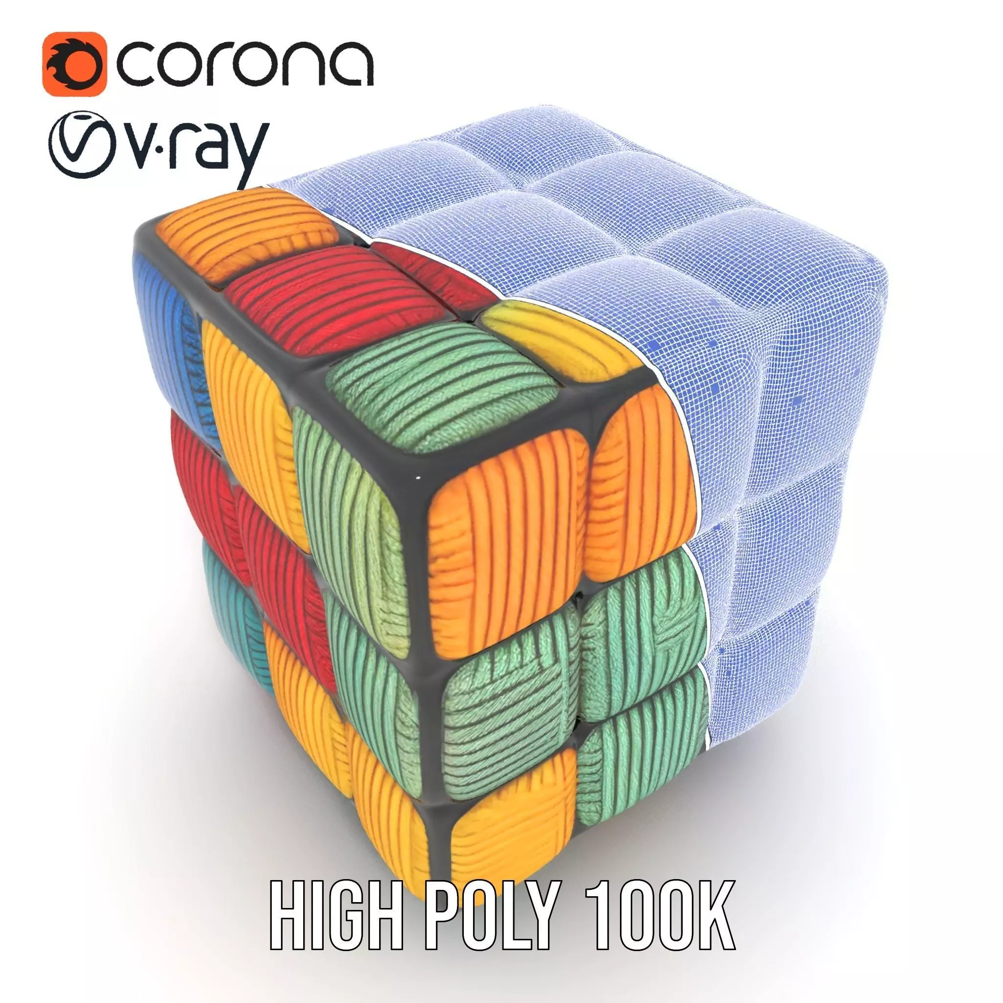 Colorful Yarn Wrapped Cube model pack Low-poly 3D model_32