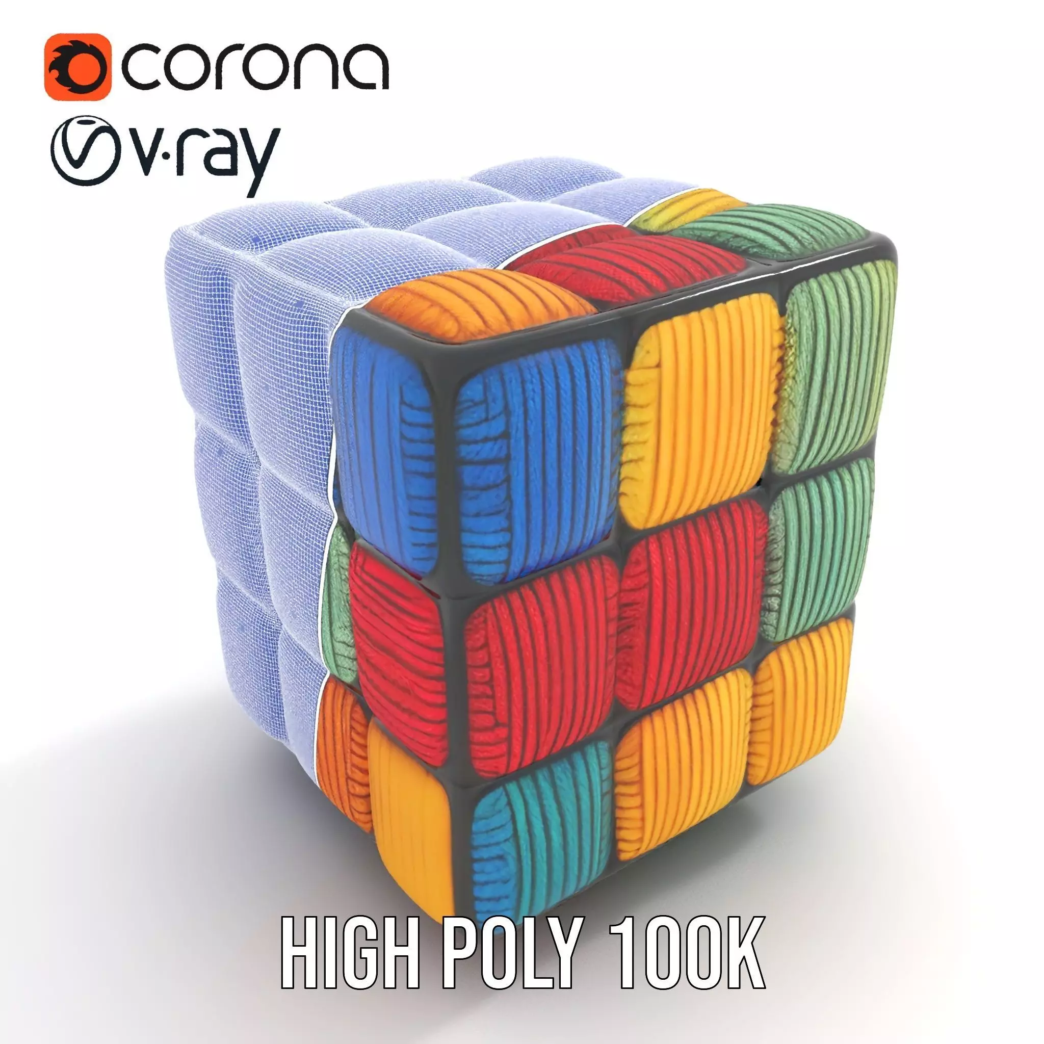 Colorful Yarn Wrapped Cube model pack Low-poly 3D model_26