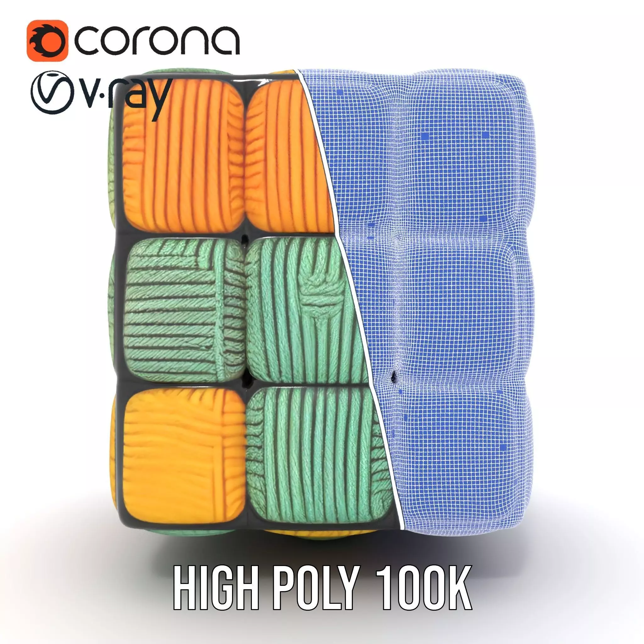 Colorful Yarn Wrapped Cube model pack Low-poly 3D model_35