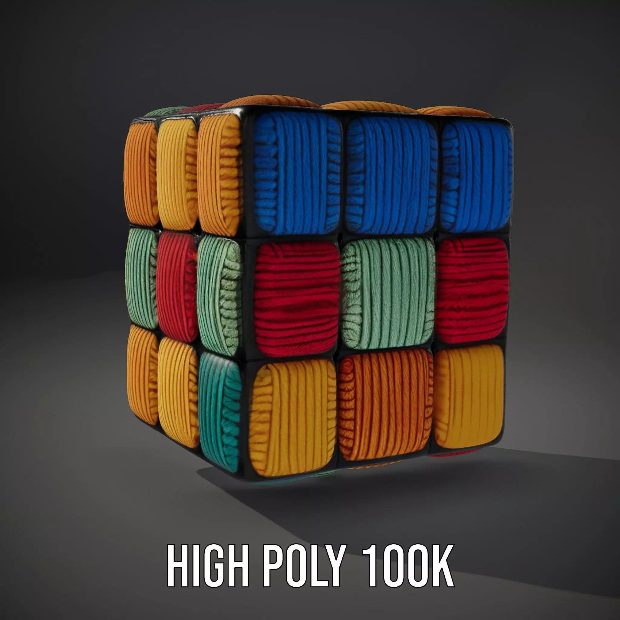 Colorful Yarn Wrapped Cube model pack Low-poly 3D model_11
