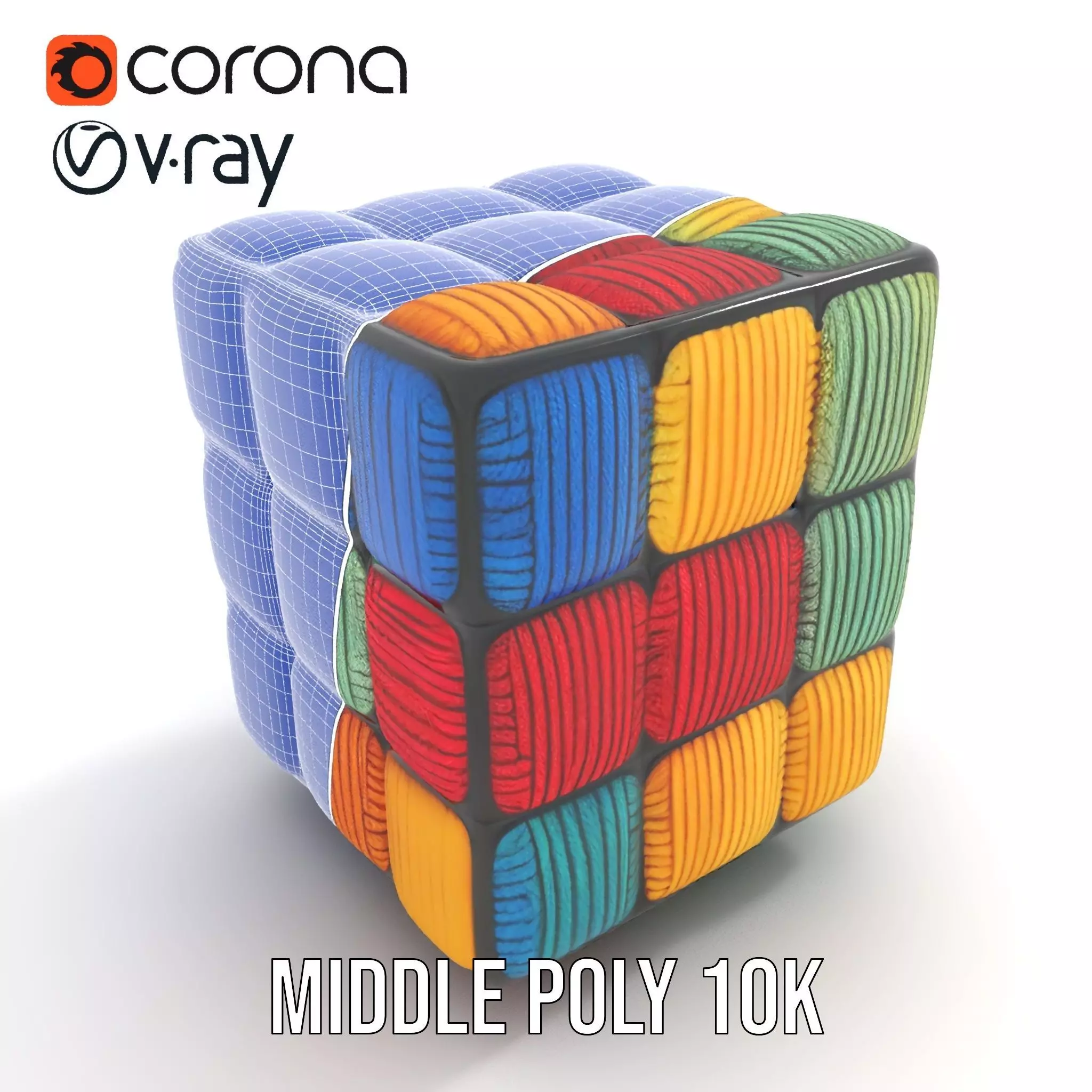 Colorful Yarn Wrapped Cube model pack Low-poly 3D model_24