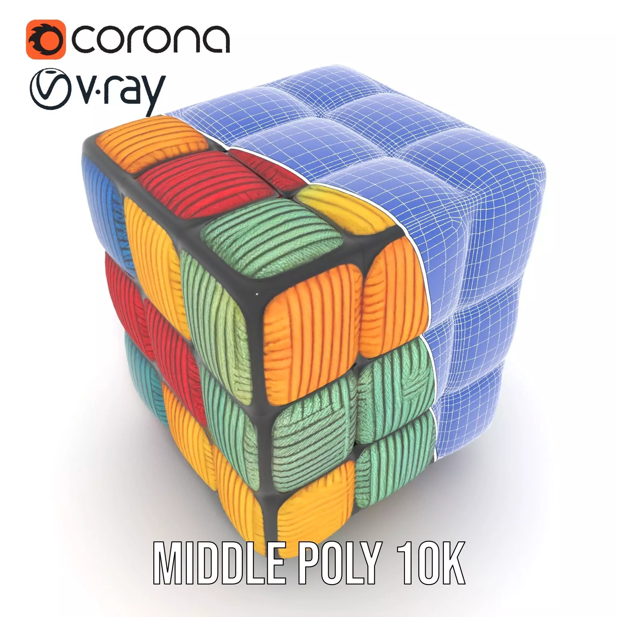 Colorful Yarn Wrapped Cube model pack Low-poly 3D model_19