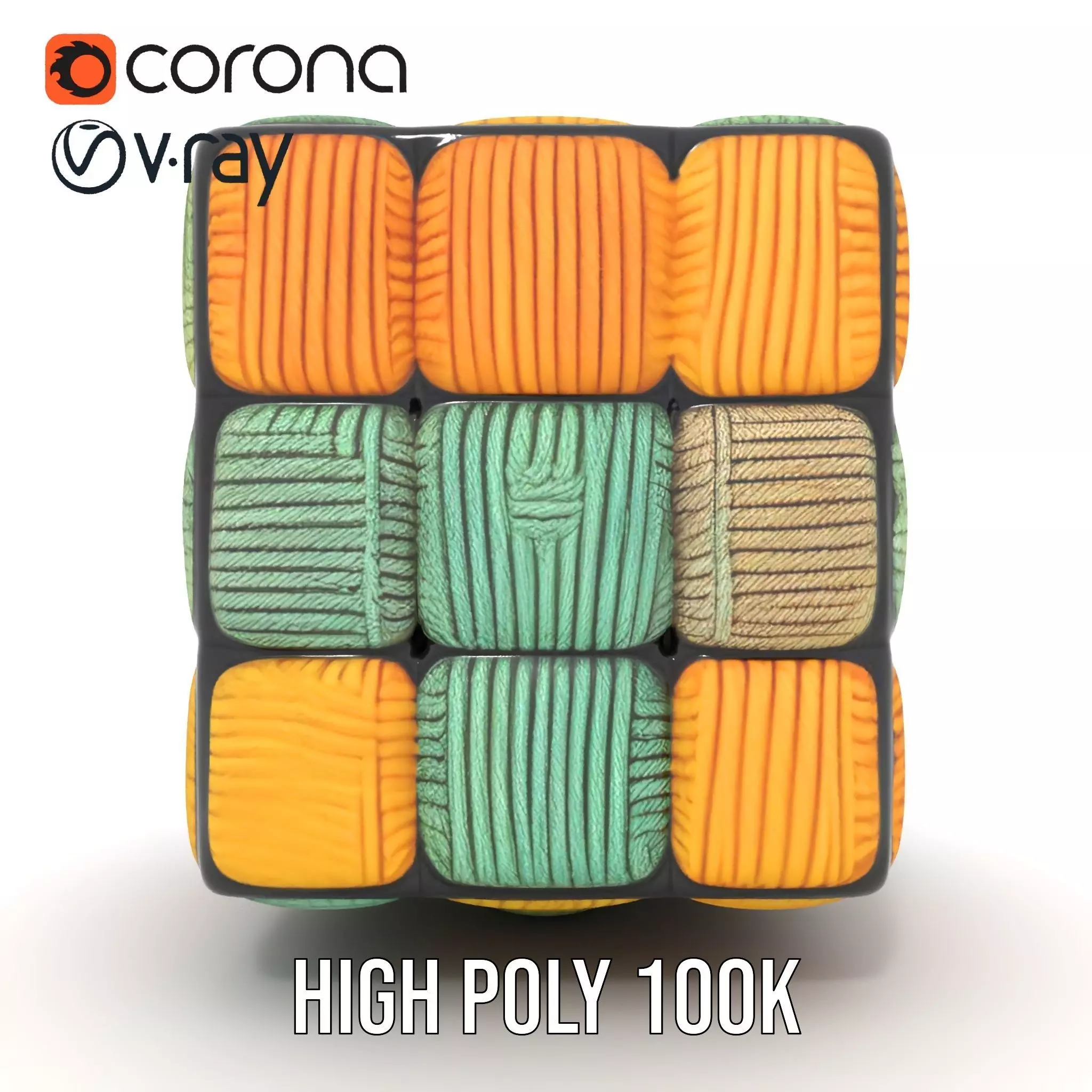 Colorful Yarn Wrapped Cube model pack Low-poly 3D model_21