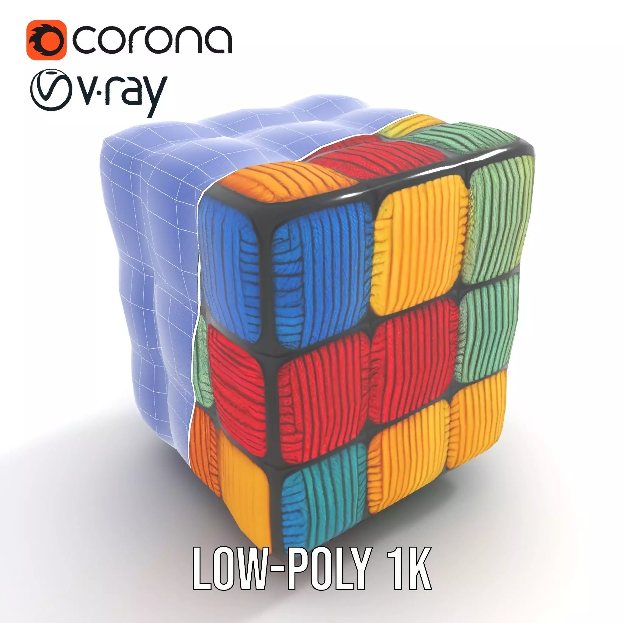 Colorful Yarn Wrapped Cube model pack Low-poly 3D model_20