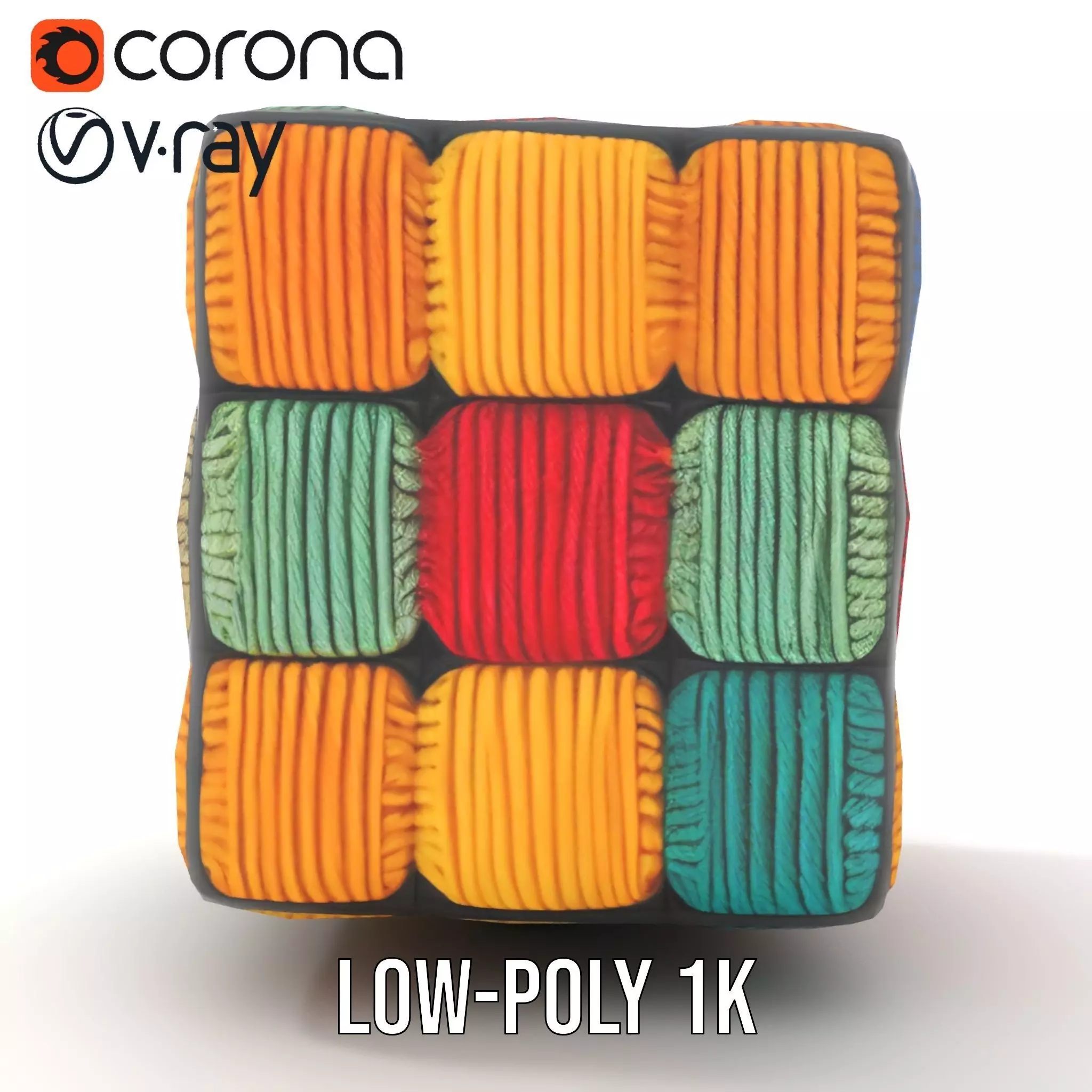 Colorful Yarn Wrapped Cube model pack Low-poly 3D model_13
