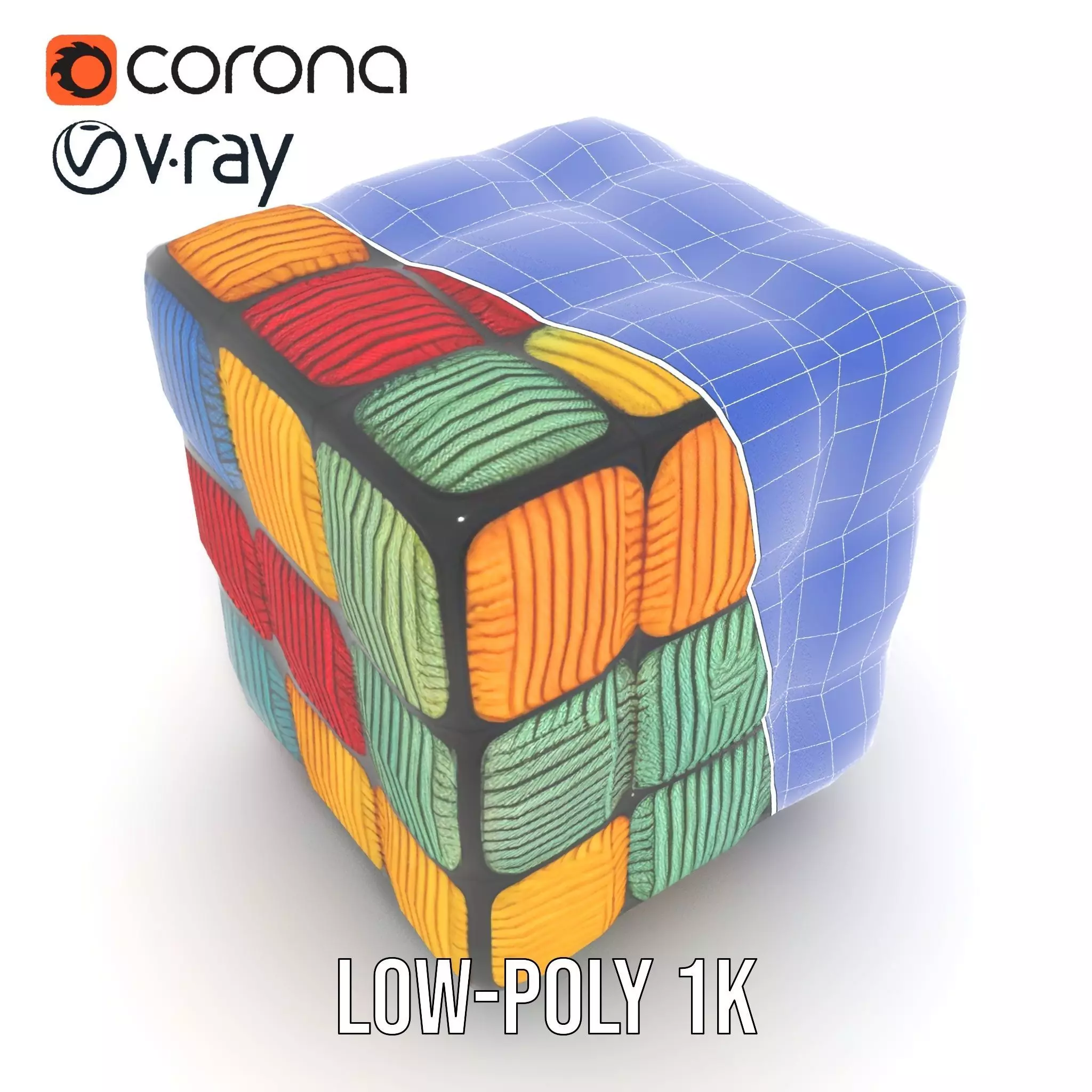 Colorful Yarn Wrapped Cube model pack Low-poly 3D model_28