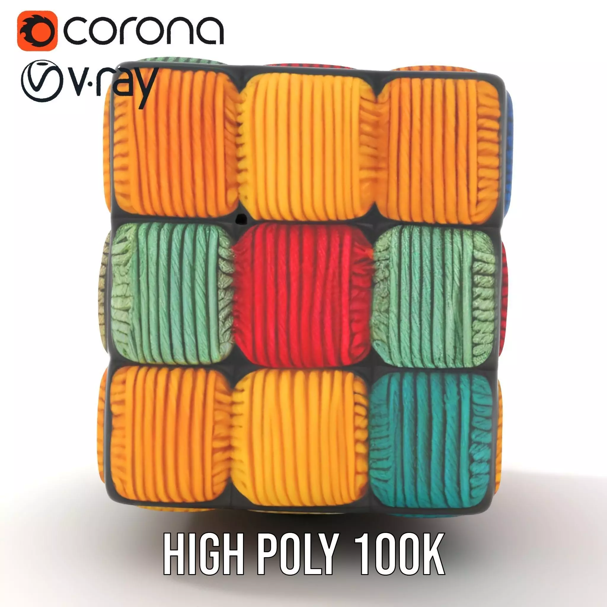 Colorful Yarn Wrapped Cube model pack Low-poly 3D model_29
