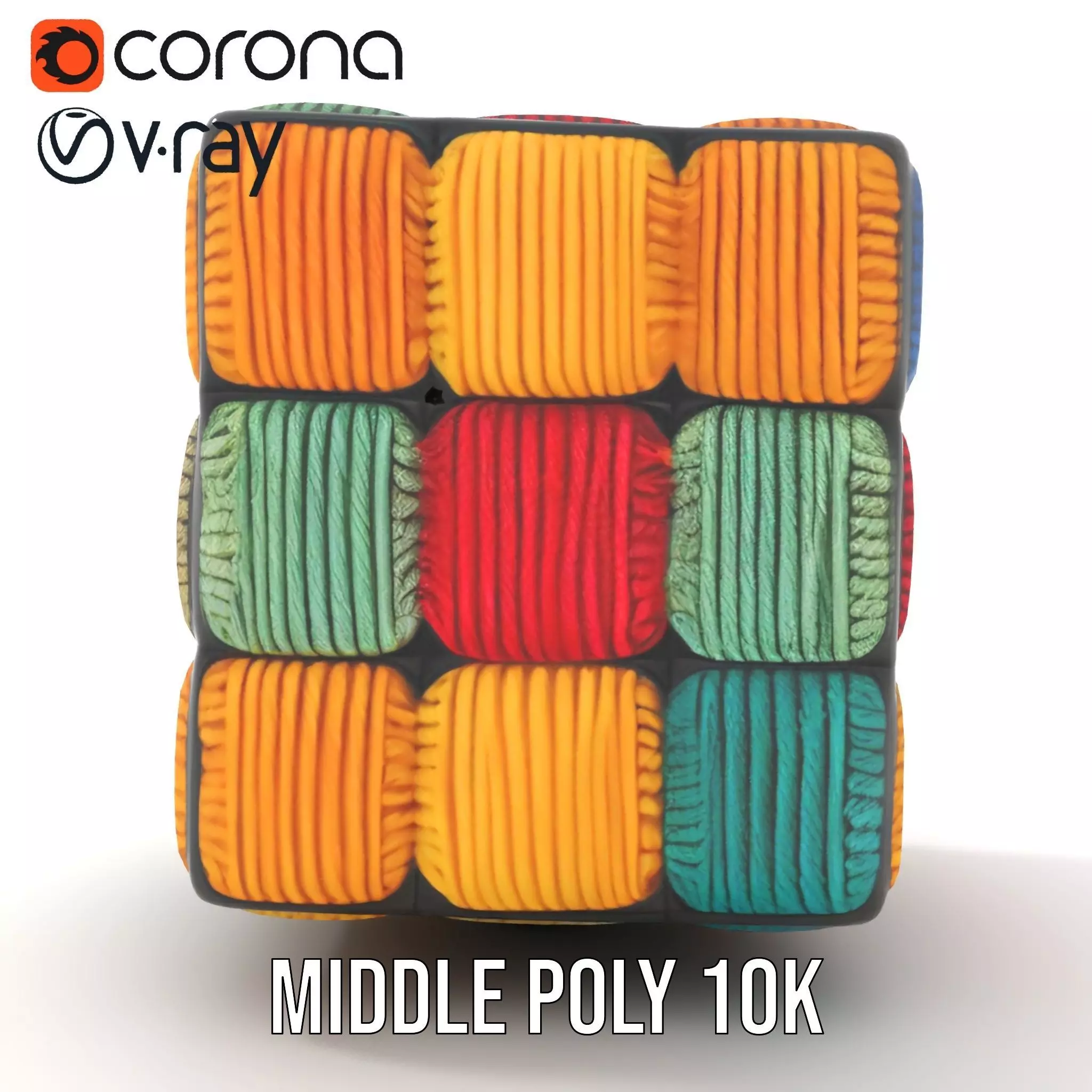Colorful Yarn Wrapped Cube model pack Low-poly 3D model_16
