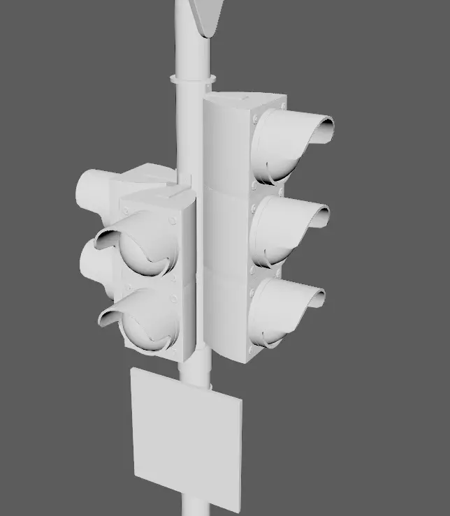 Traffic lights and road signs 1 Low-poly 3D model_11