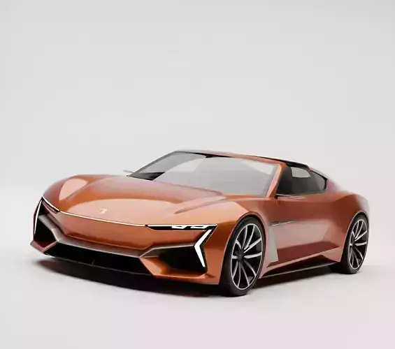 Convertible Supercar Concept Low-poly 3D model 4
