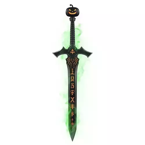 Haunted Jack O Lantern Runeblade 3D Model Cursed Enchanted Sword