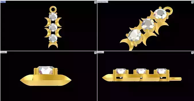 Star and Moon Inlaid Pendant