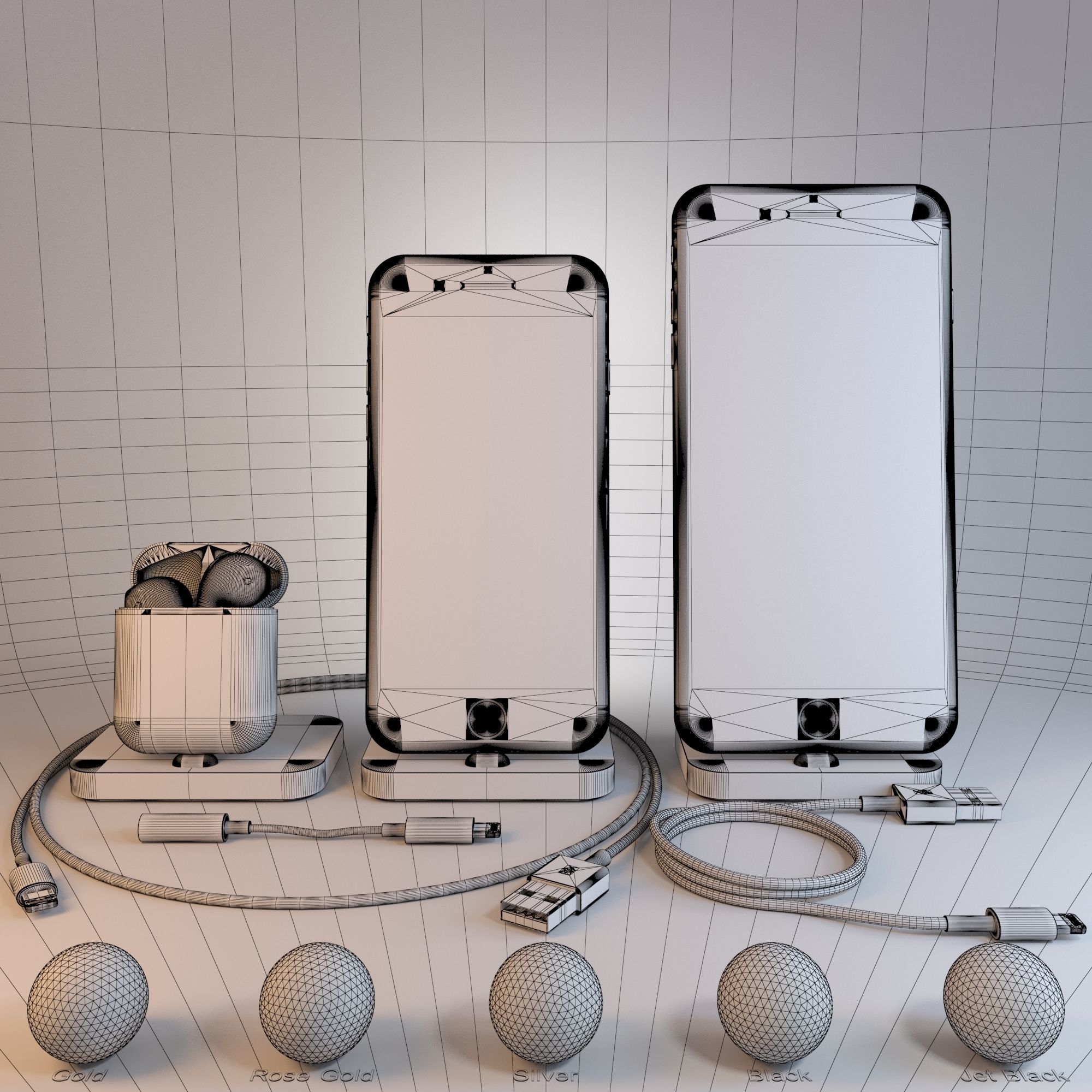 Apple Collection iPhone7 iPhone 7 Plus AirPods Lightning 3D model_4