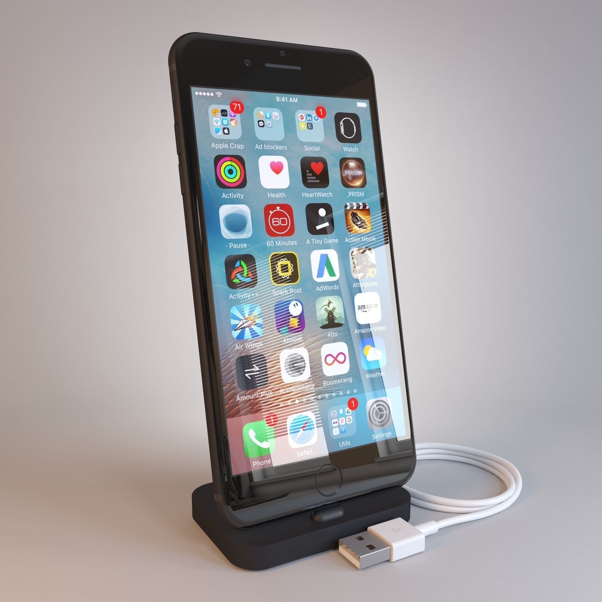 Apple Collection iPhone7 iPhone 7 Plus AirPods Lightning 3D model_7