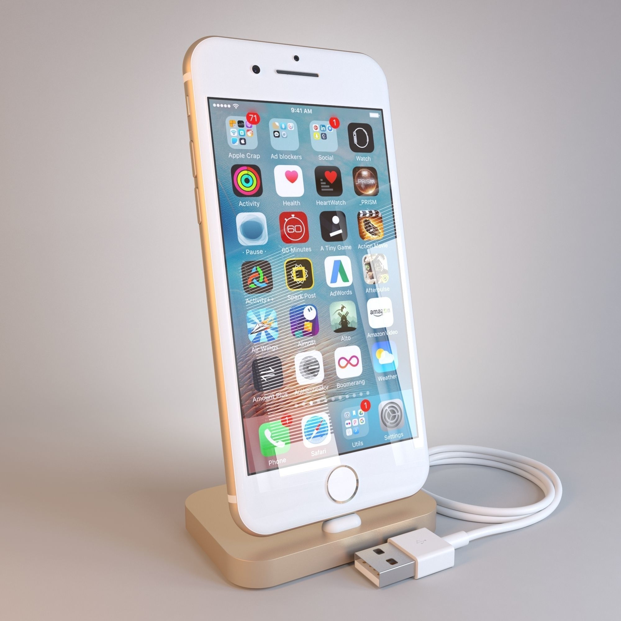 Apple Collection iPhone7 iPhone 7 Plus AirPods Lightning 3D model_9