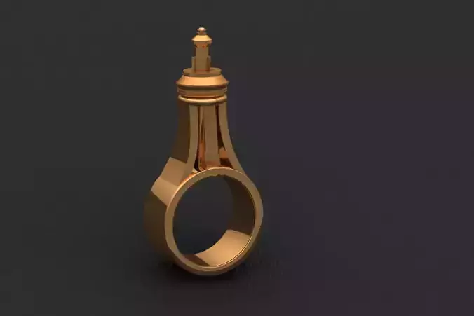 G1036 Golden CN Tower Tribute Ring 3D print model