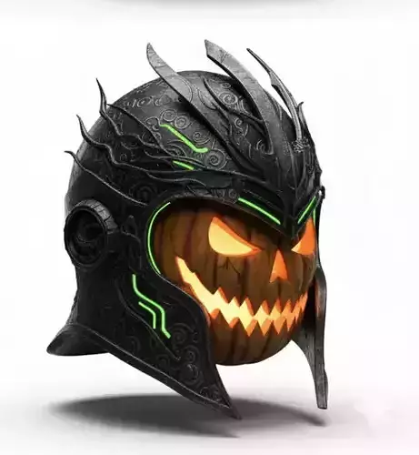 Haunted Jack O Lantern Battle Helmet 3D Model Cursed Headgear