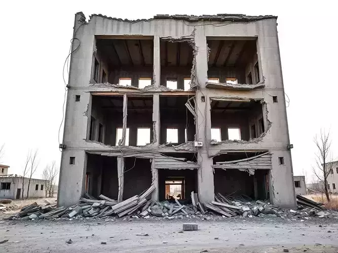 Destroyed Concrete Apartment 3D Model  War Zone Environment