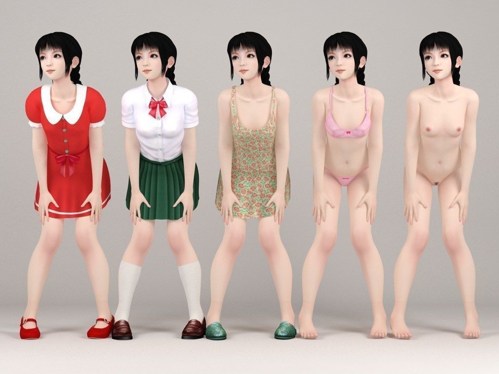 Kumiko various outfit pose 04 3D model_4